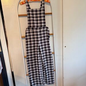 Self Esteem Black and White Plaid Kids Jumpsuit